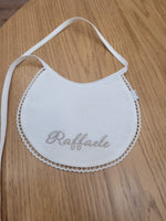 Coppia di Bavaglini Neonati in lino personalizzati