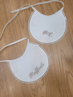 Coppia di Bavaglini Neonati in lino personalizzati