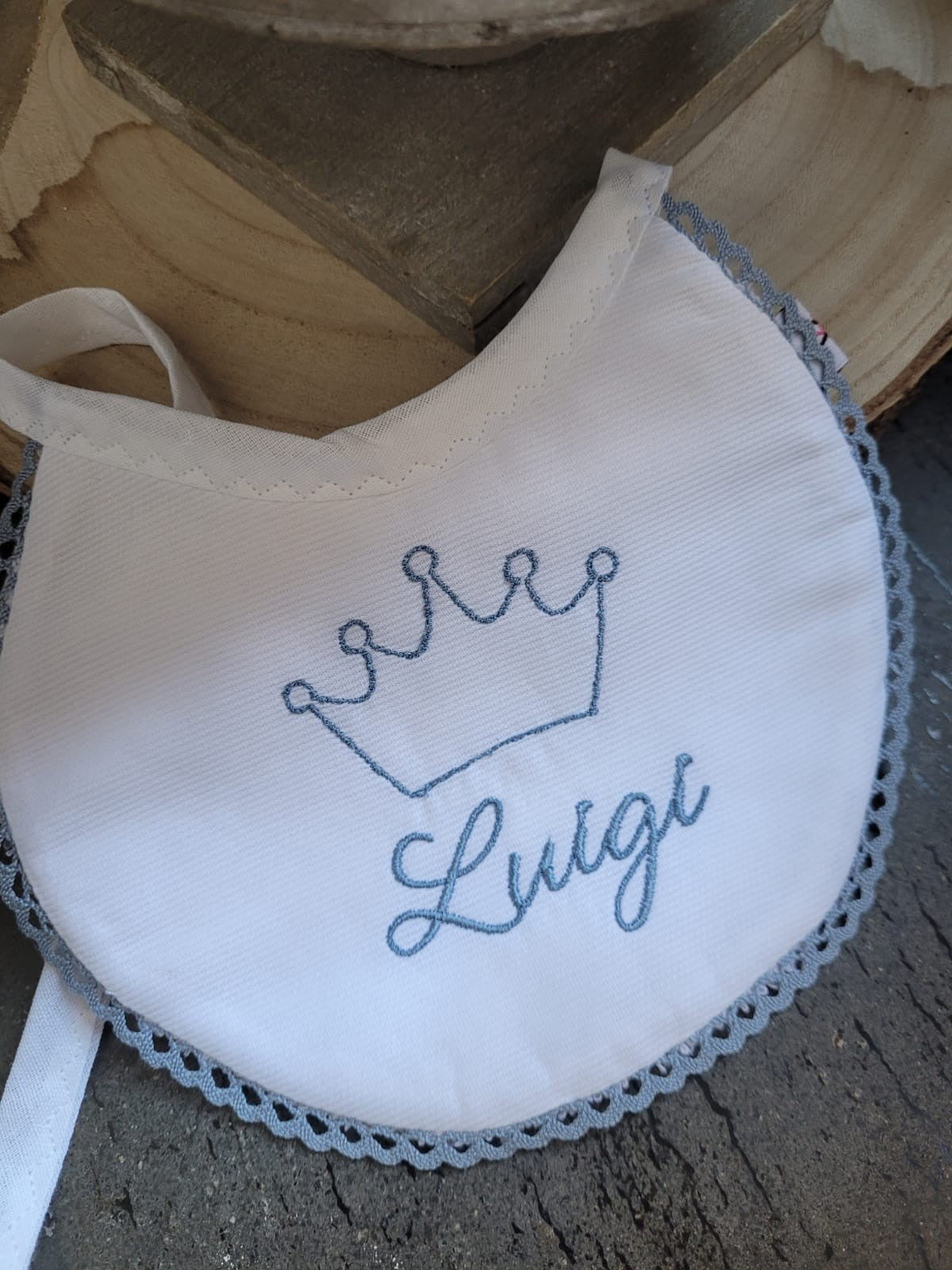 Bavaglino neonato in piquè di cotone personalizzato