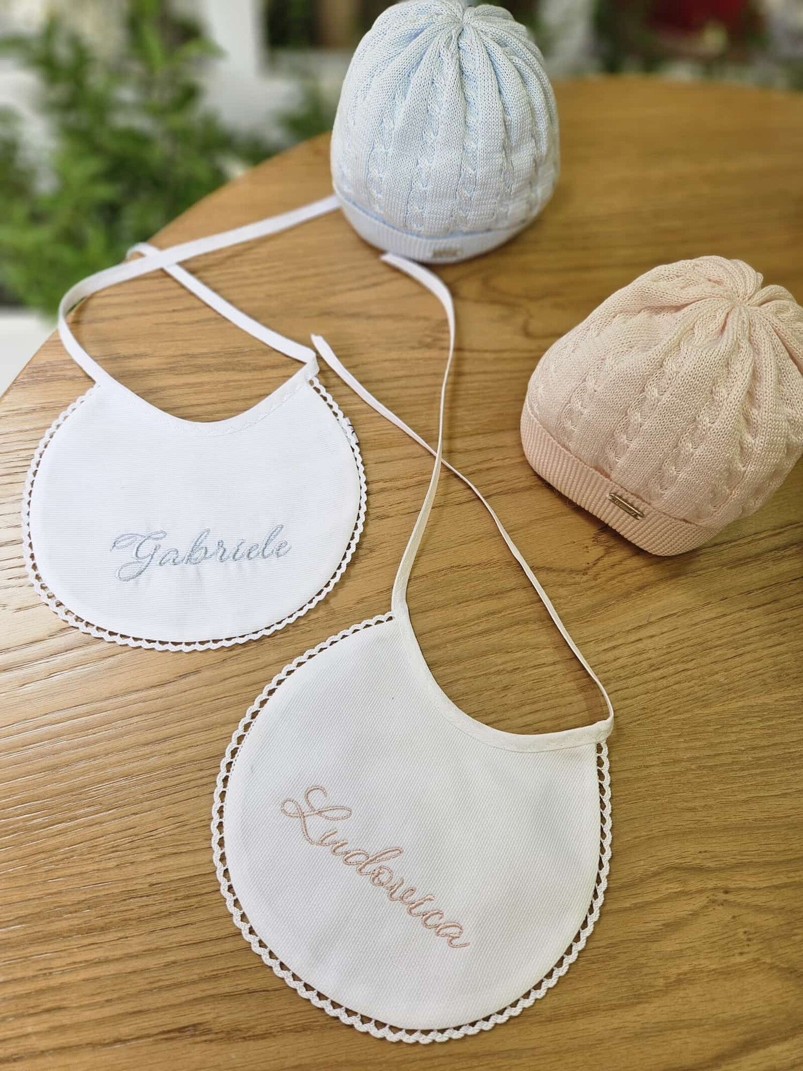Bavaglino neonato in piquè di cotone personalizzato