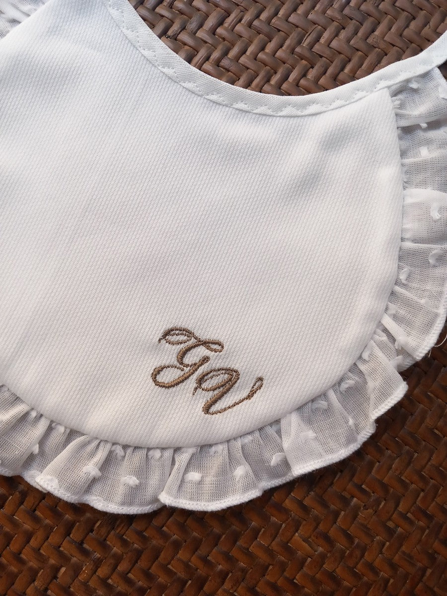 Bavaglino con rouche in plumetis