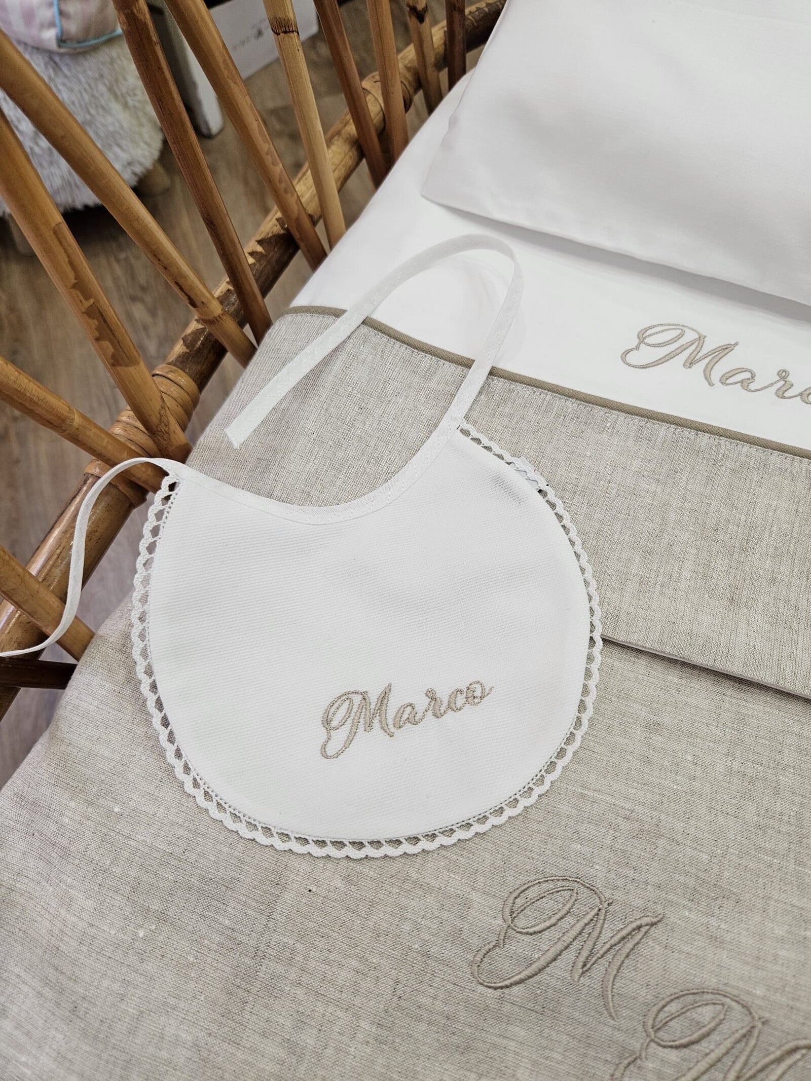 Coordinato culletta, Lenzuolino in cotone e lino