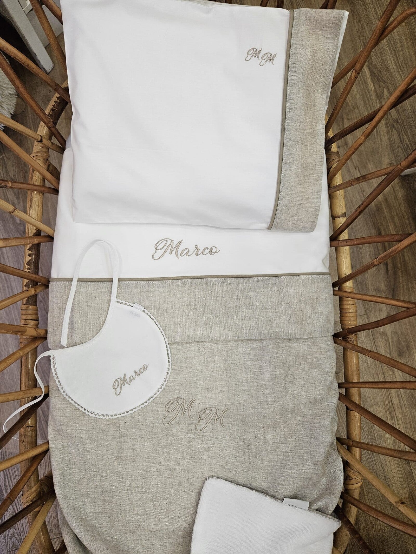 Coordinato culletta, Lenzuolino in cotone e lino