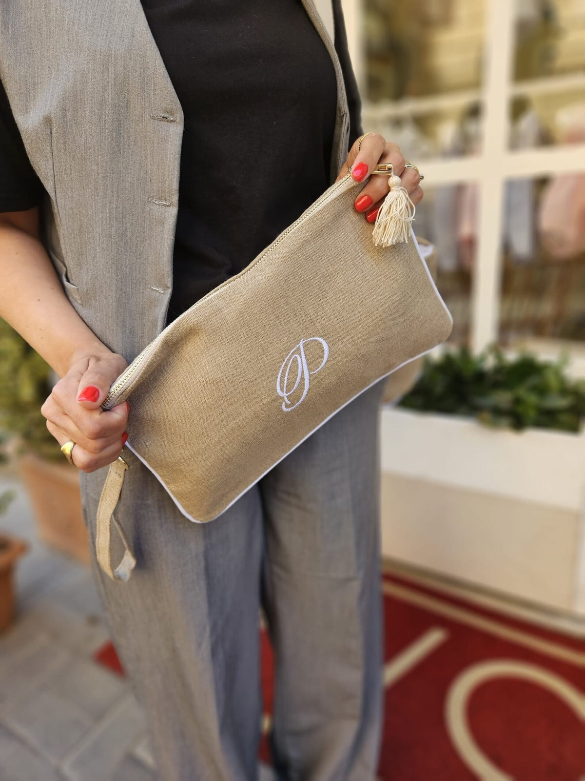 Pochette in lino Frame