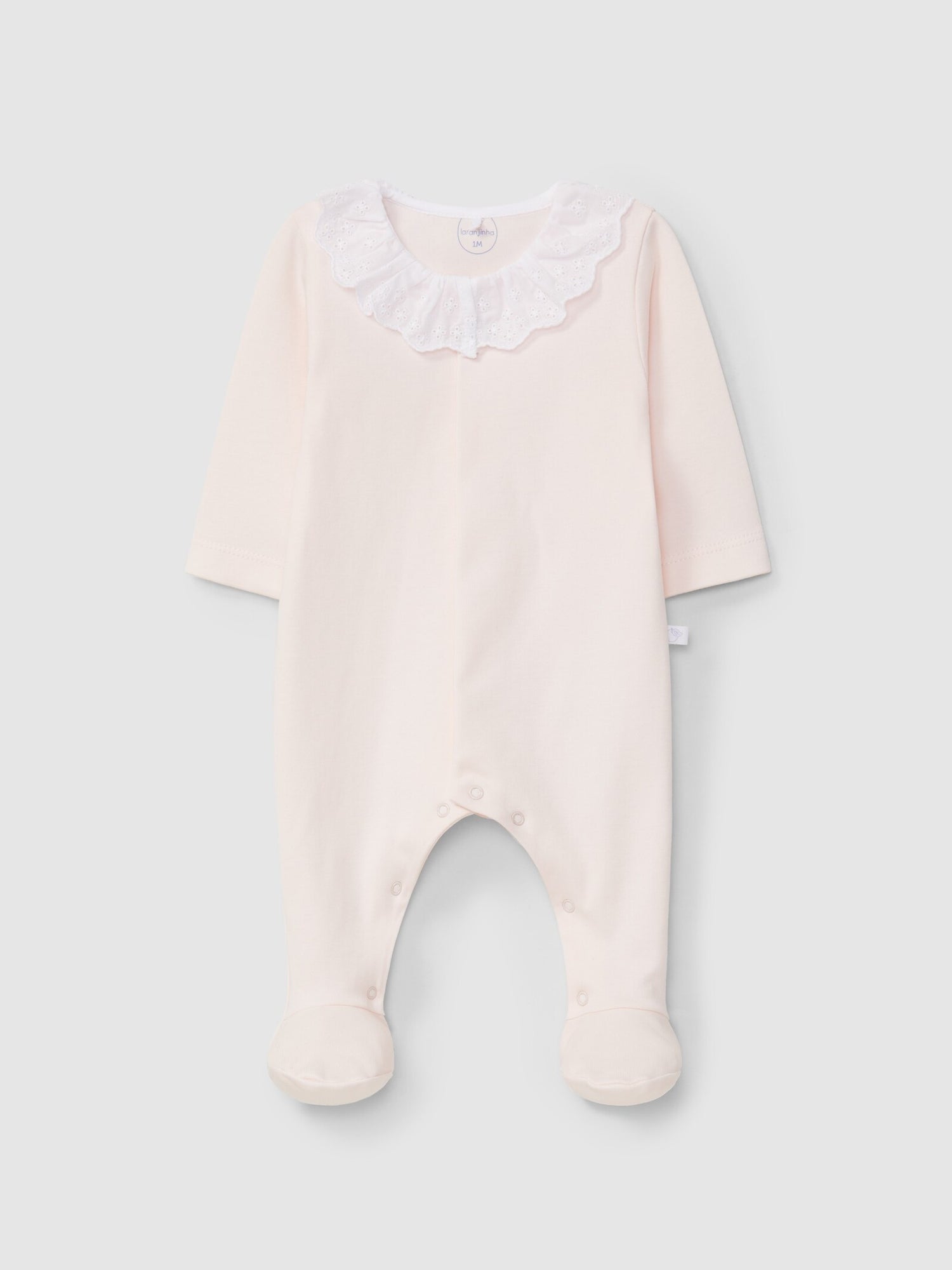 Tutina in jersey di cotone con colletto in sangallo