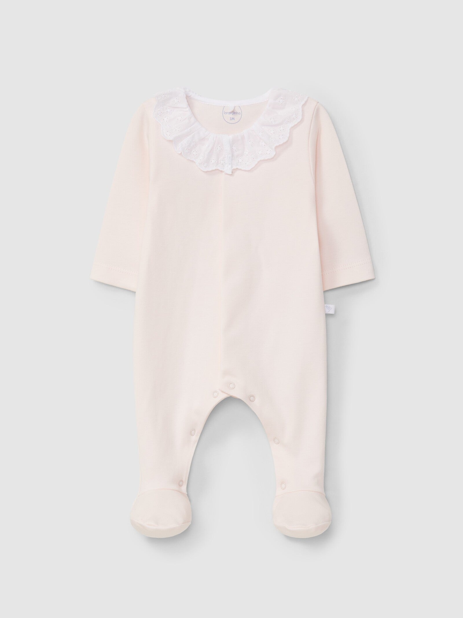 Tutina in jersey di cotone con colletto in sangallo