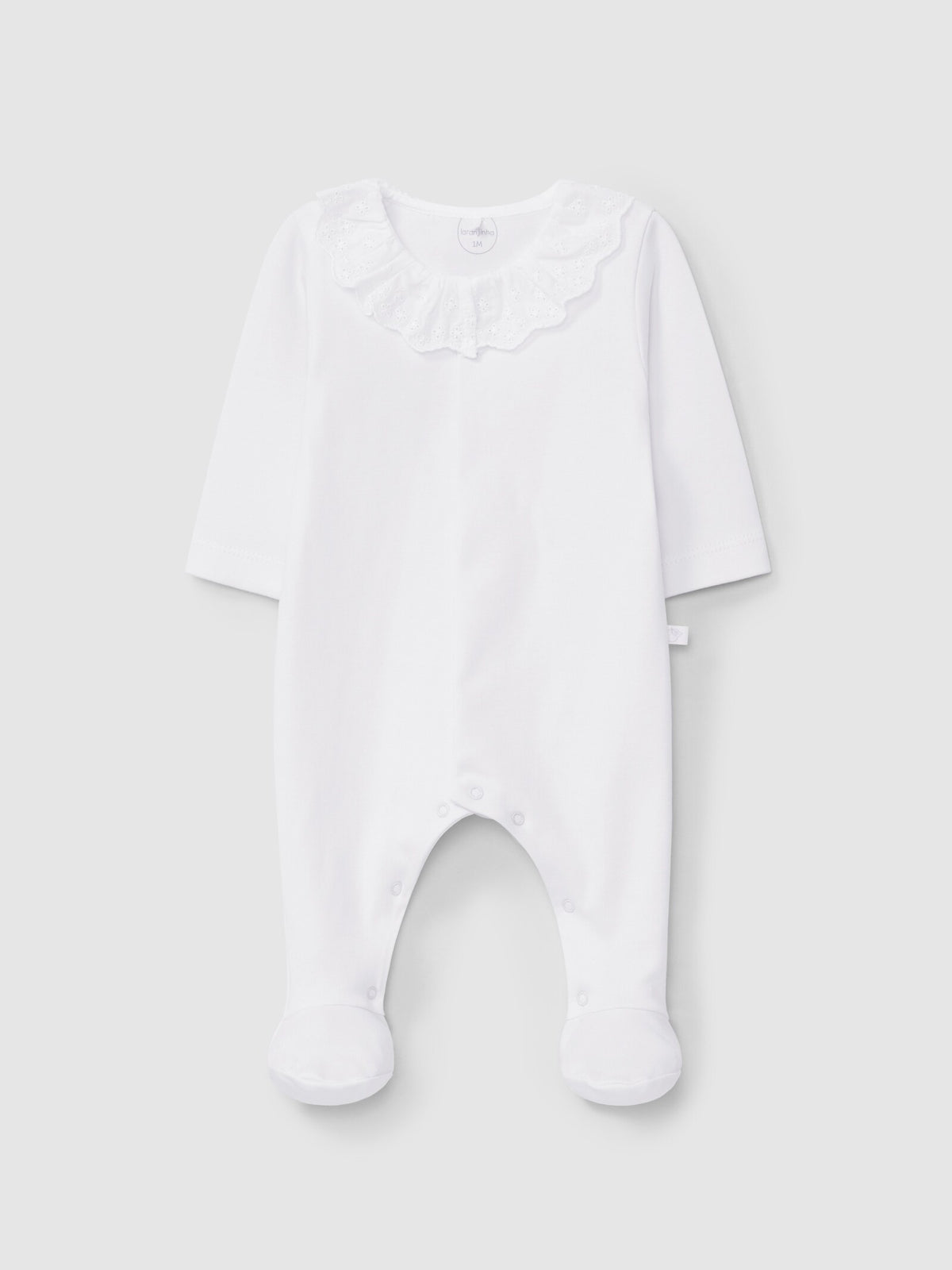 Tutina in jersey di cotone con colletto in sangallo