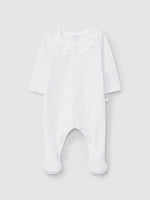 Tutina in jersey di cotone con colletto in sangallo