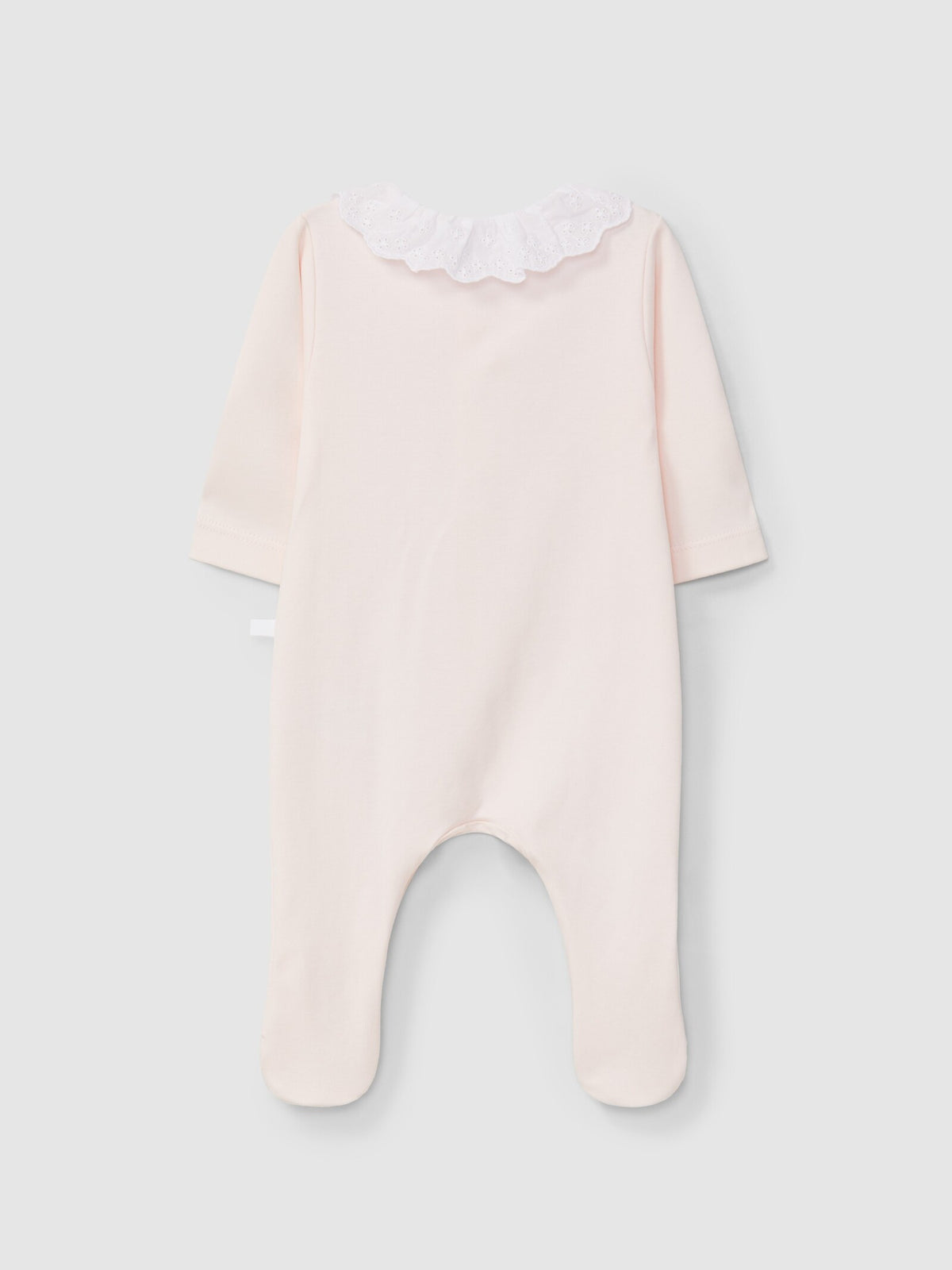 Tutina in jersey di cotone con colletto in sangallo