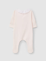 Tutina in jersey di cotone con colletto in sangallo