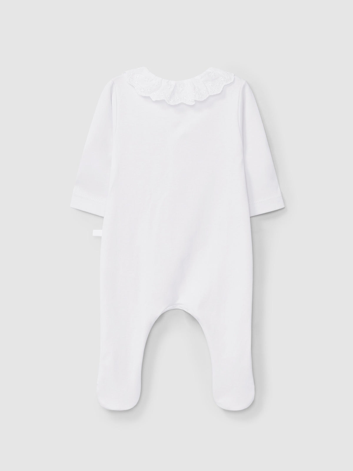 Tutina in jersey di cotone con colletto in sangallo