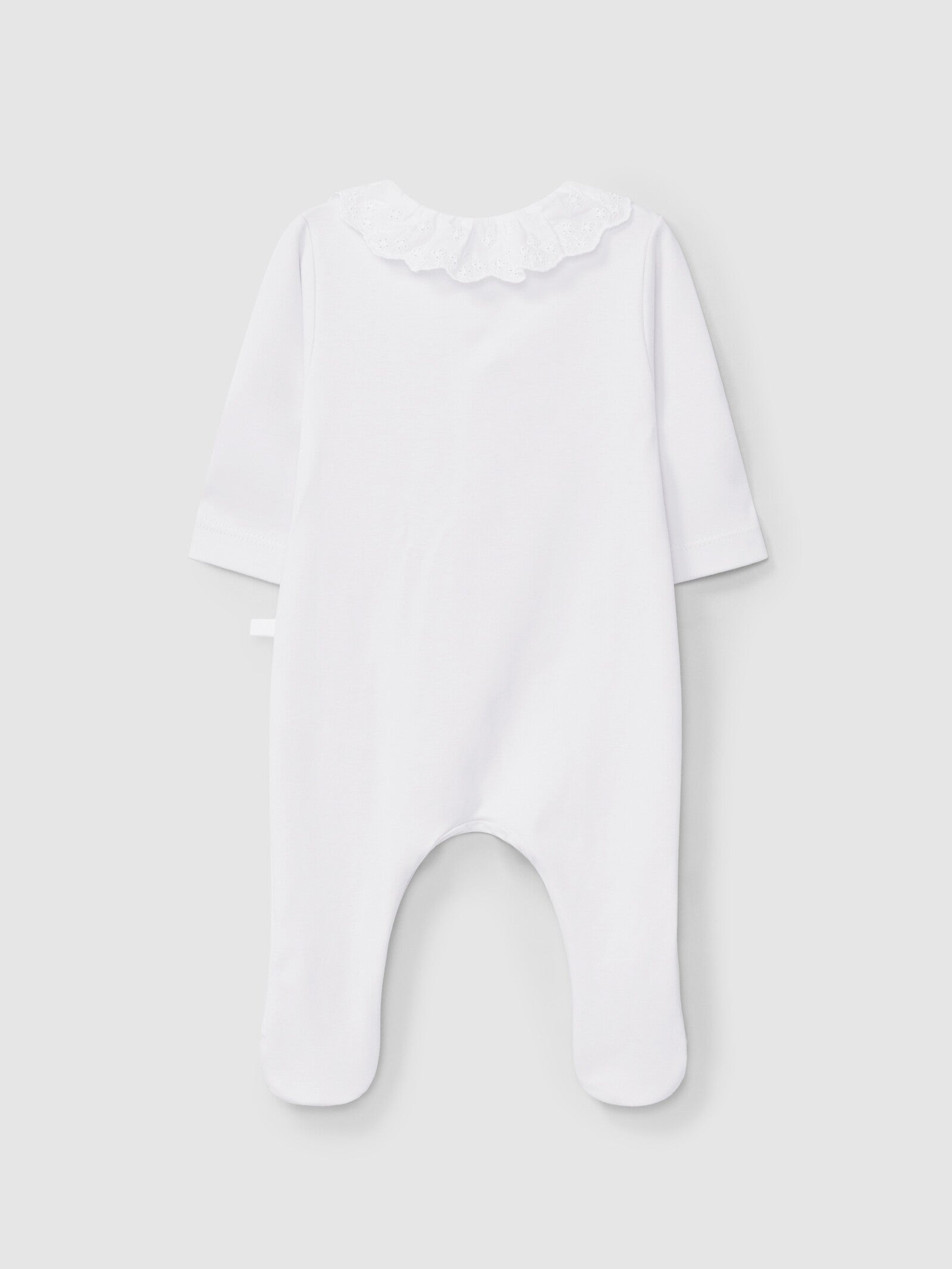 Tutina in jersey di cotone con colletto in sangallo