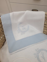 Coordinato culletta, Lenzuolino in lino e pizzo sangallo con copertina