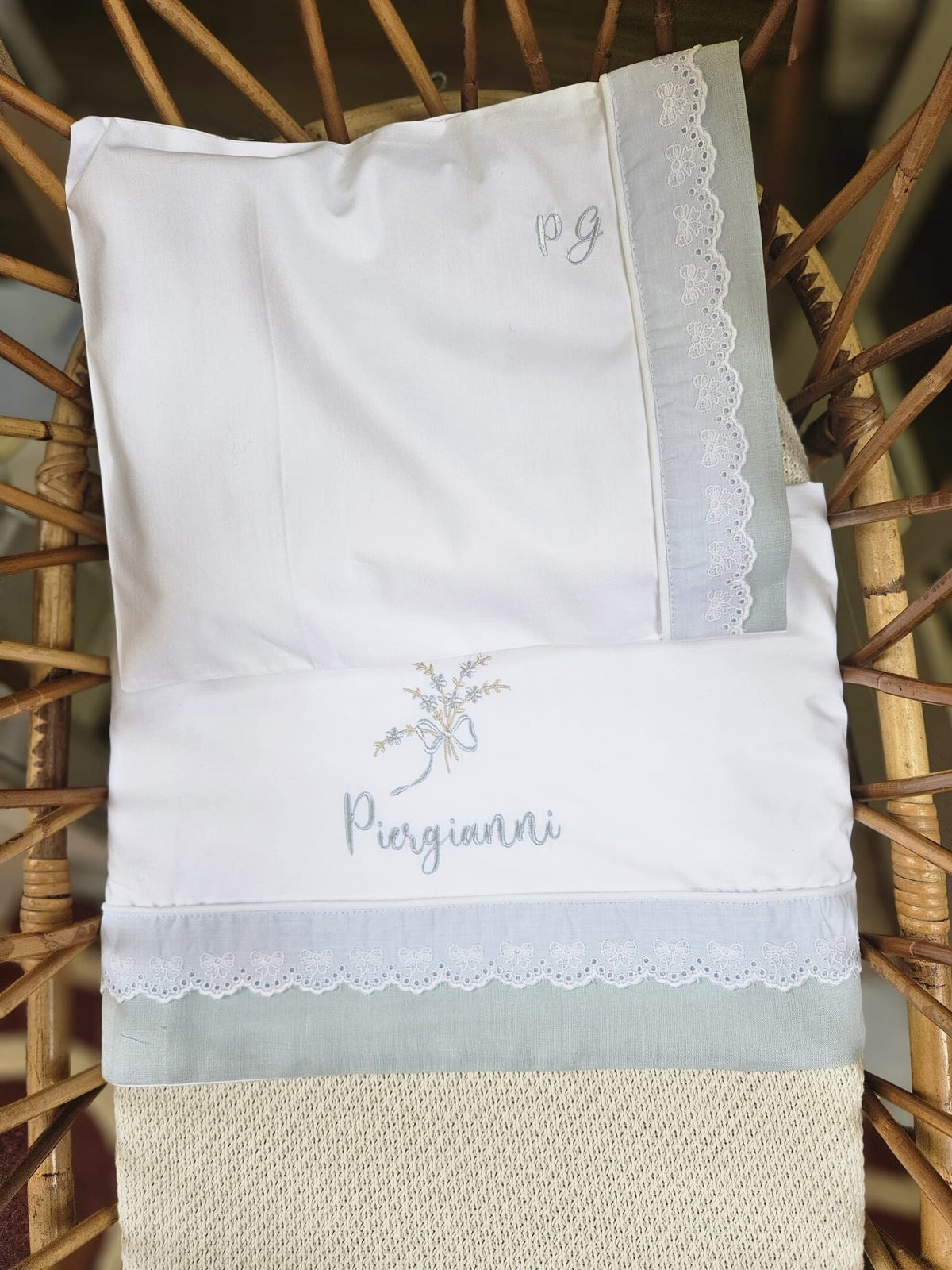 Lenzuolino con pizzo sangallo