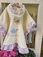 Accappatoio Poncho spugna con rouche in mussola