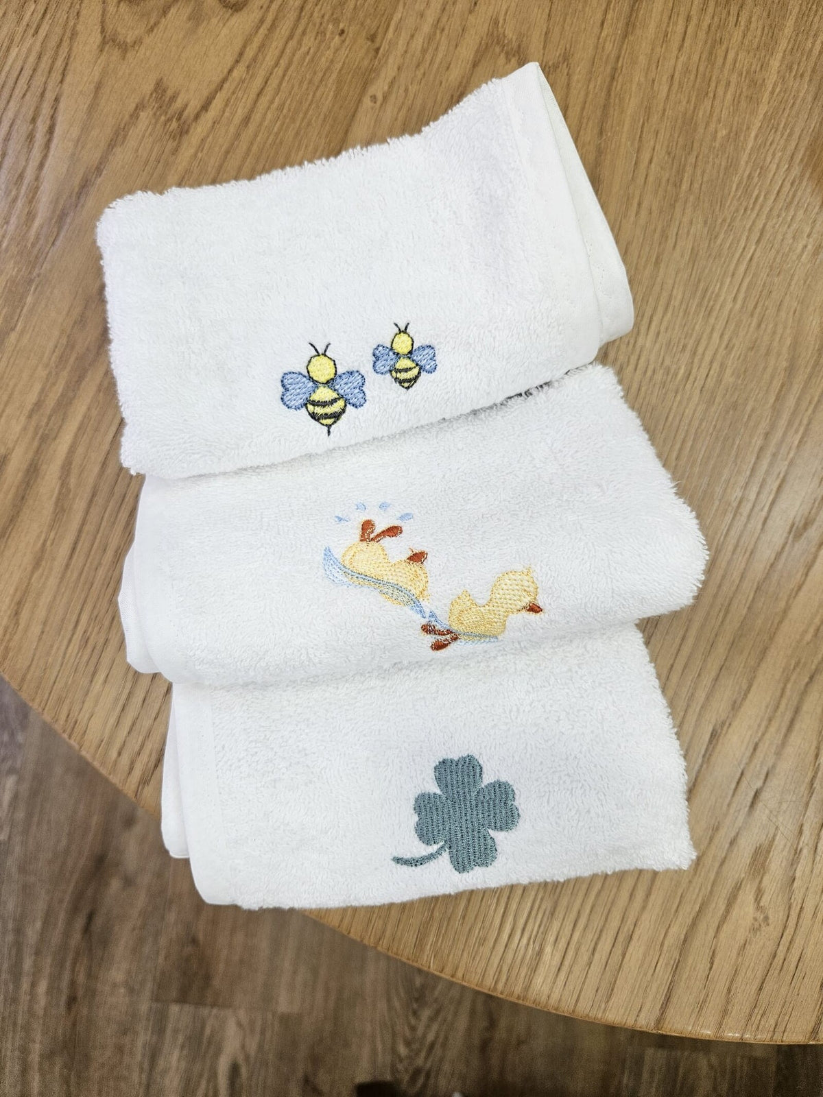 Set 3 Lavette in Spugna di Cotone con Ricamo