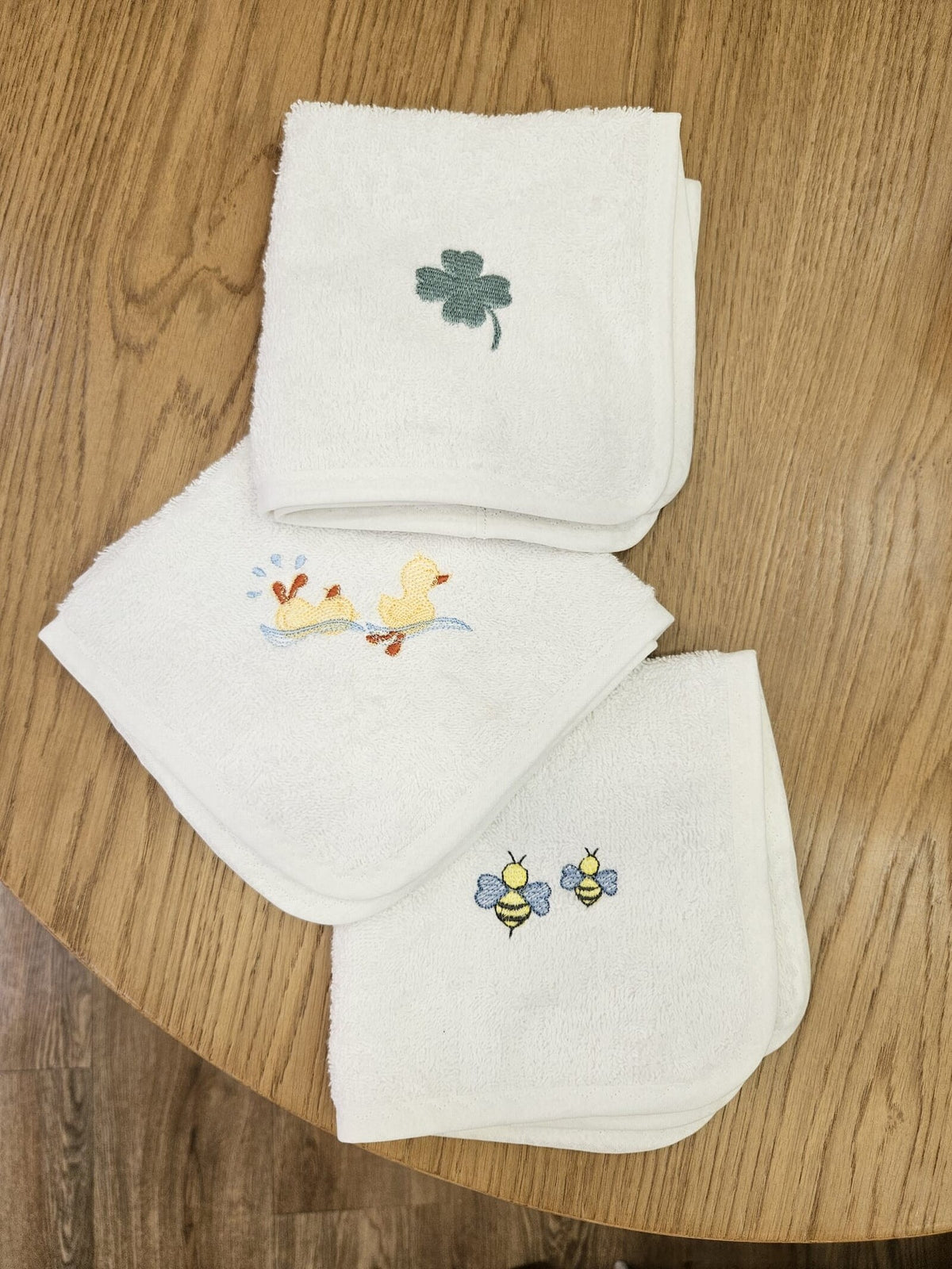 Set 3 Lavette in Spugna di Cotone con Ricamo