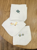 Set 3 Lavette in Spugna di Cotone con Ricamo