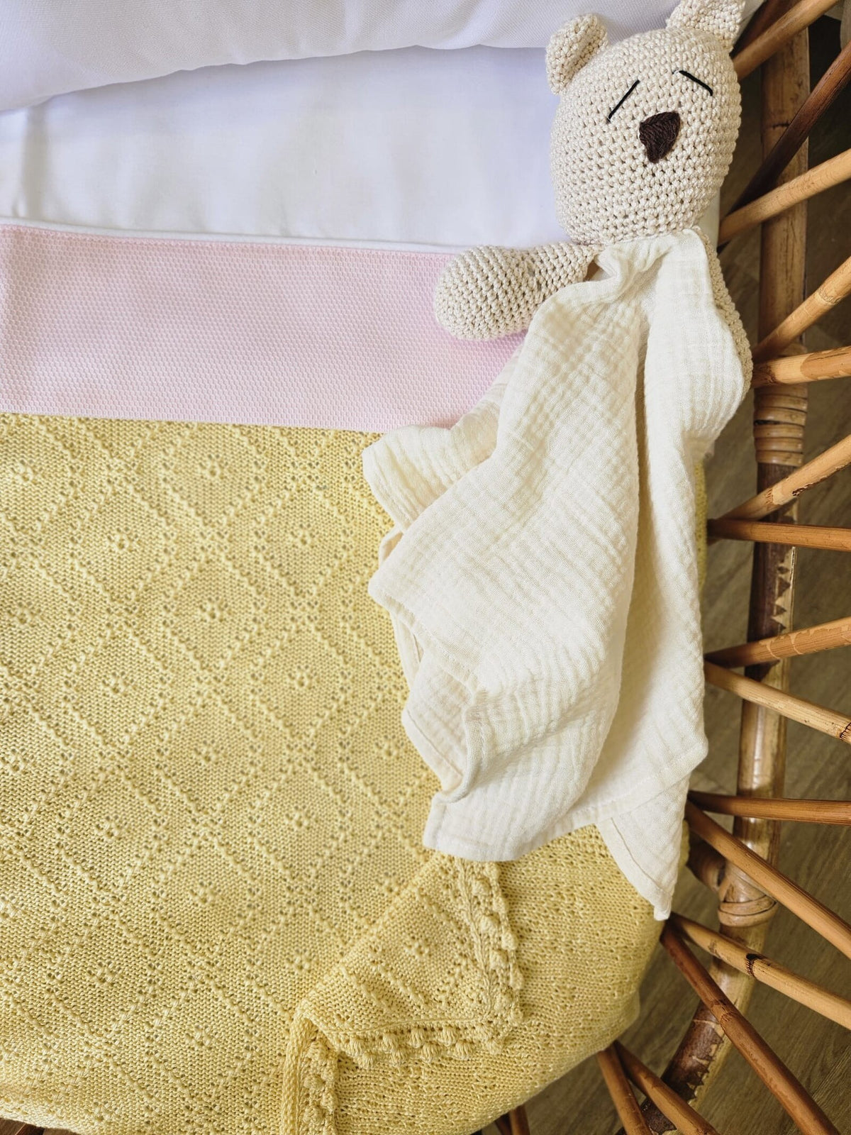 Copertina neonato in filo di cotone giallo