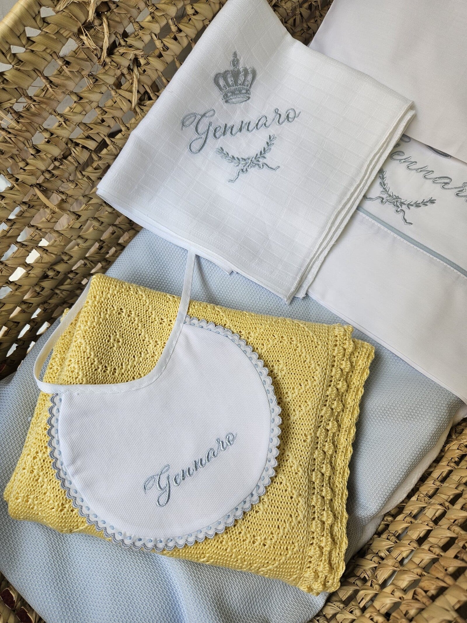 Copertina neonato in filo di cotone giallo