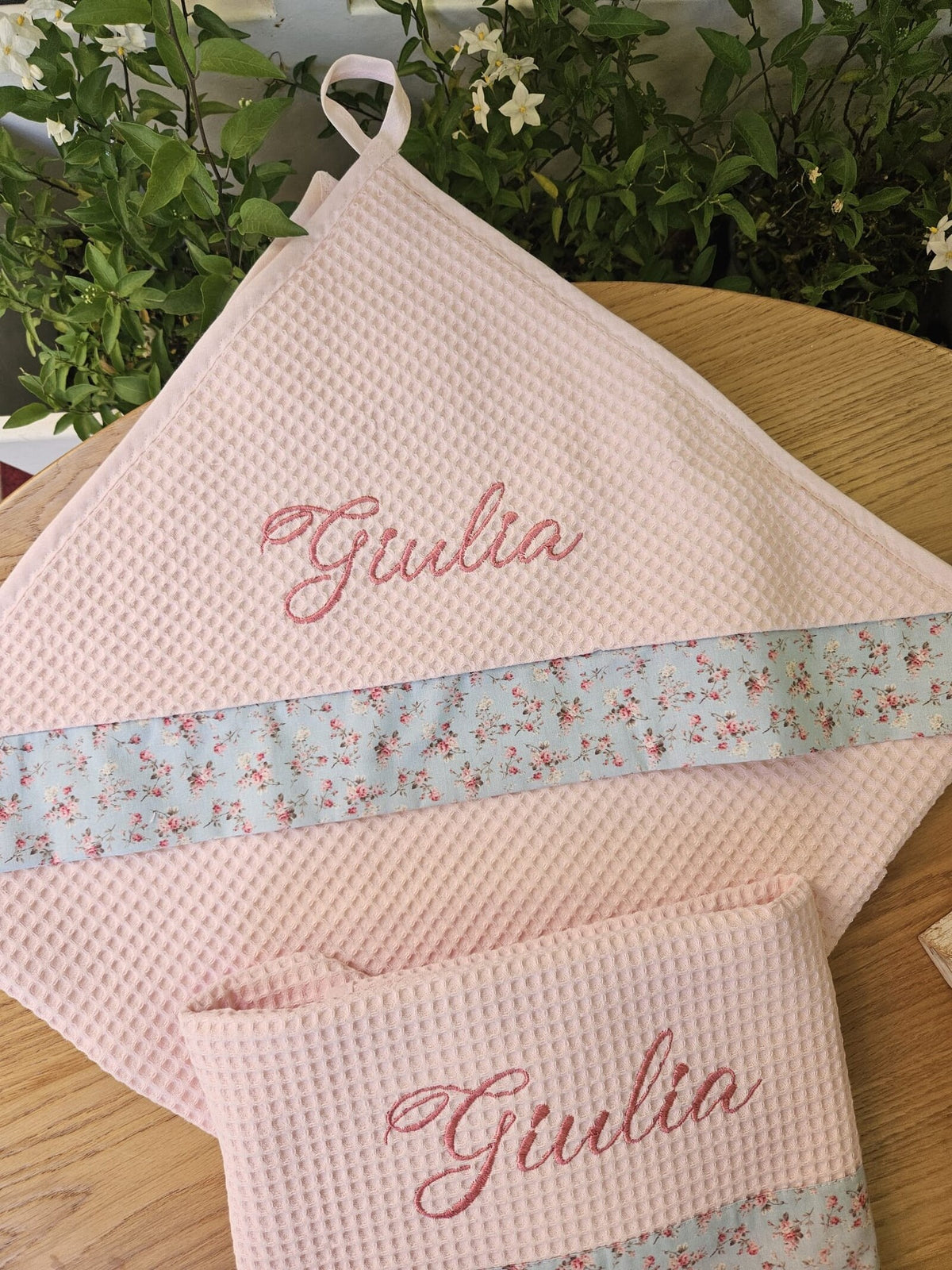 Accappatoio nido d'ape rosa