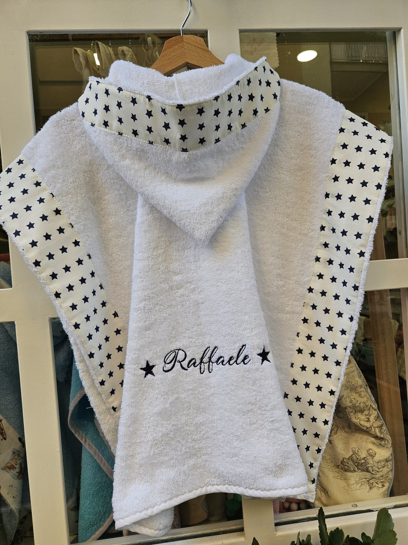 Poncho Stars in spugna di cotone personalizzato