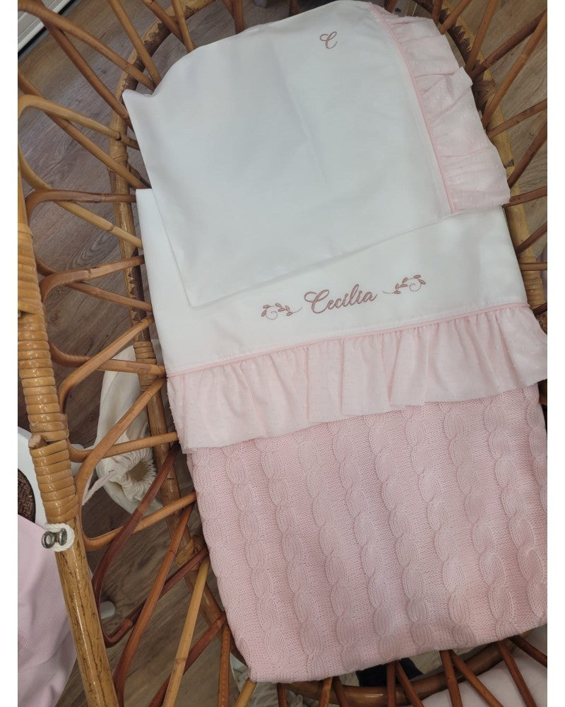 Copertina neonato in lana con trecce