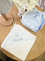 Coordinato Sacca e Accappatoio con pon pon e plumetis