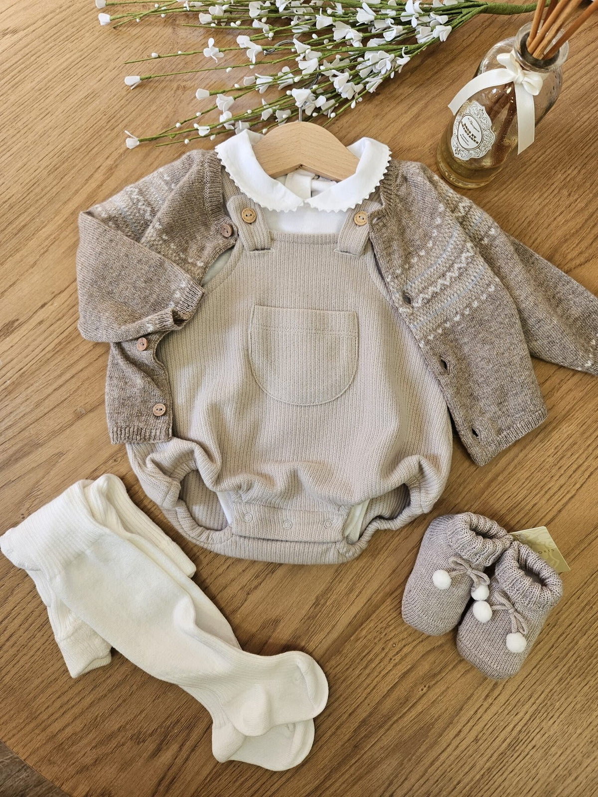 Cardigan in lana misto cashmere jacquard