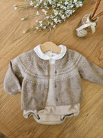 Cardigan in lana misto cashmere jacquard