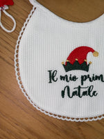 Bavaglino in piquet di cotone nido d'ape con ricamo