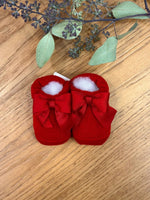 Scarpine neonato in lana con fiocco di Natale