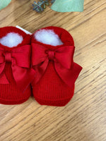 Scarpine neonato in lana con fiocco di Natale