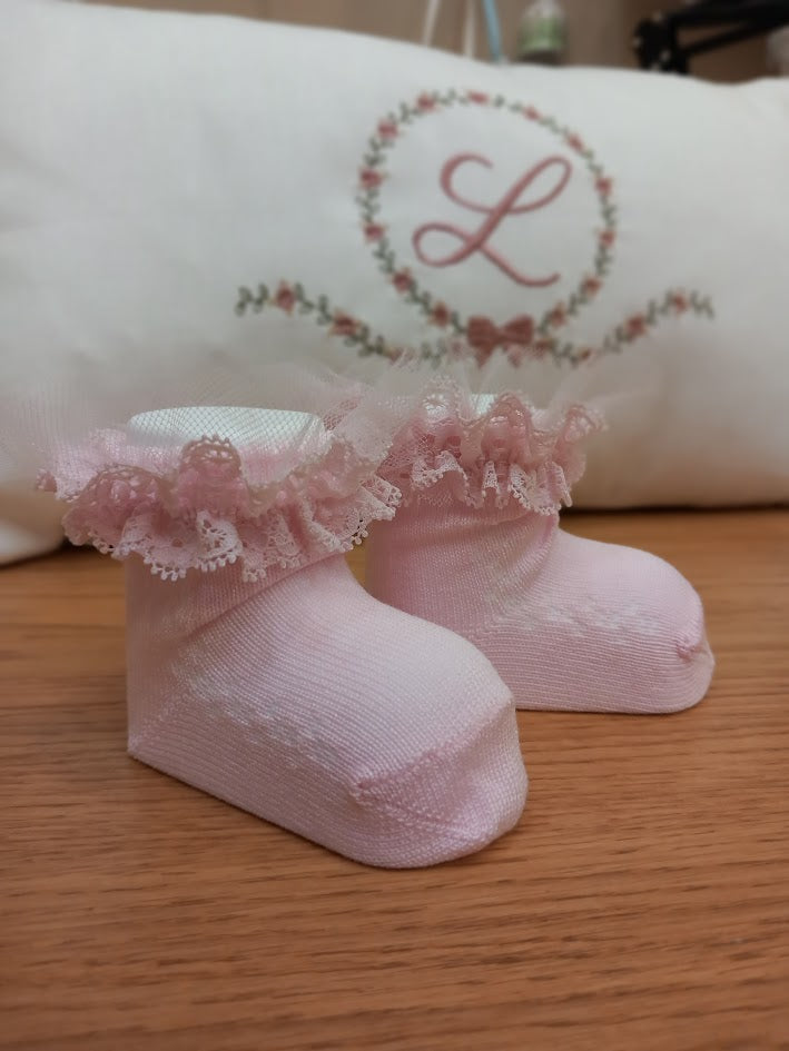 Calzini Newborn con rouche in pizzo