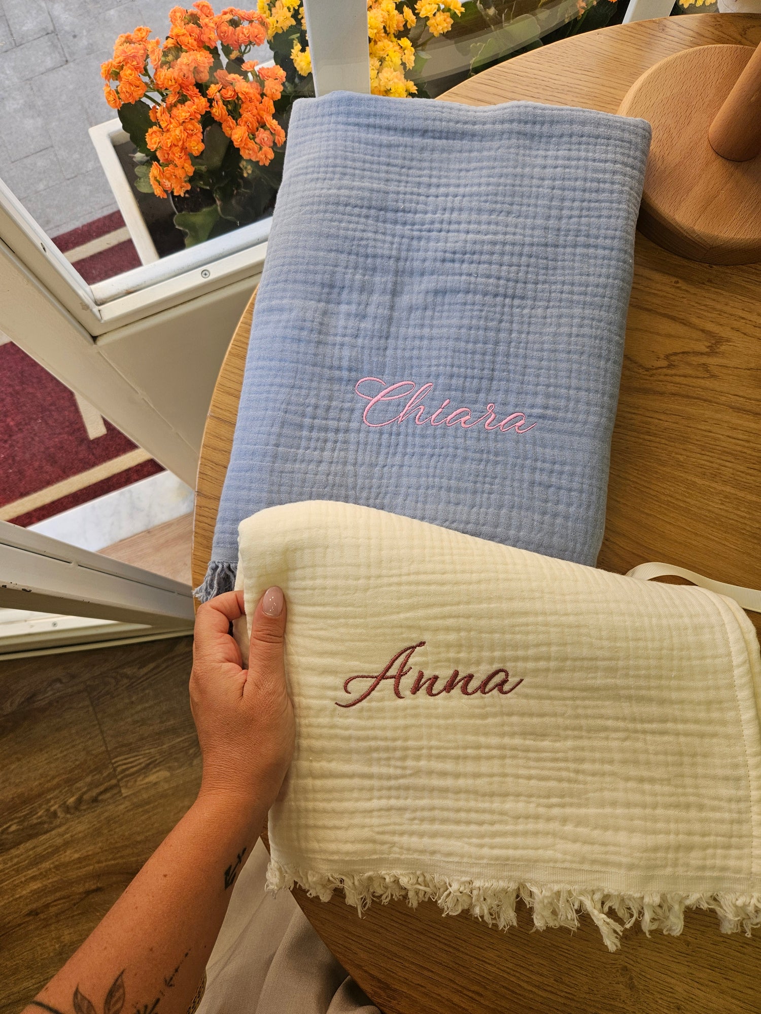 Telo Mare in mussola di cotone con frangia