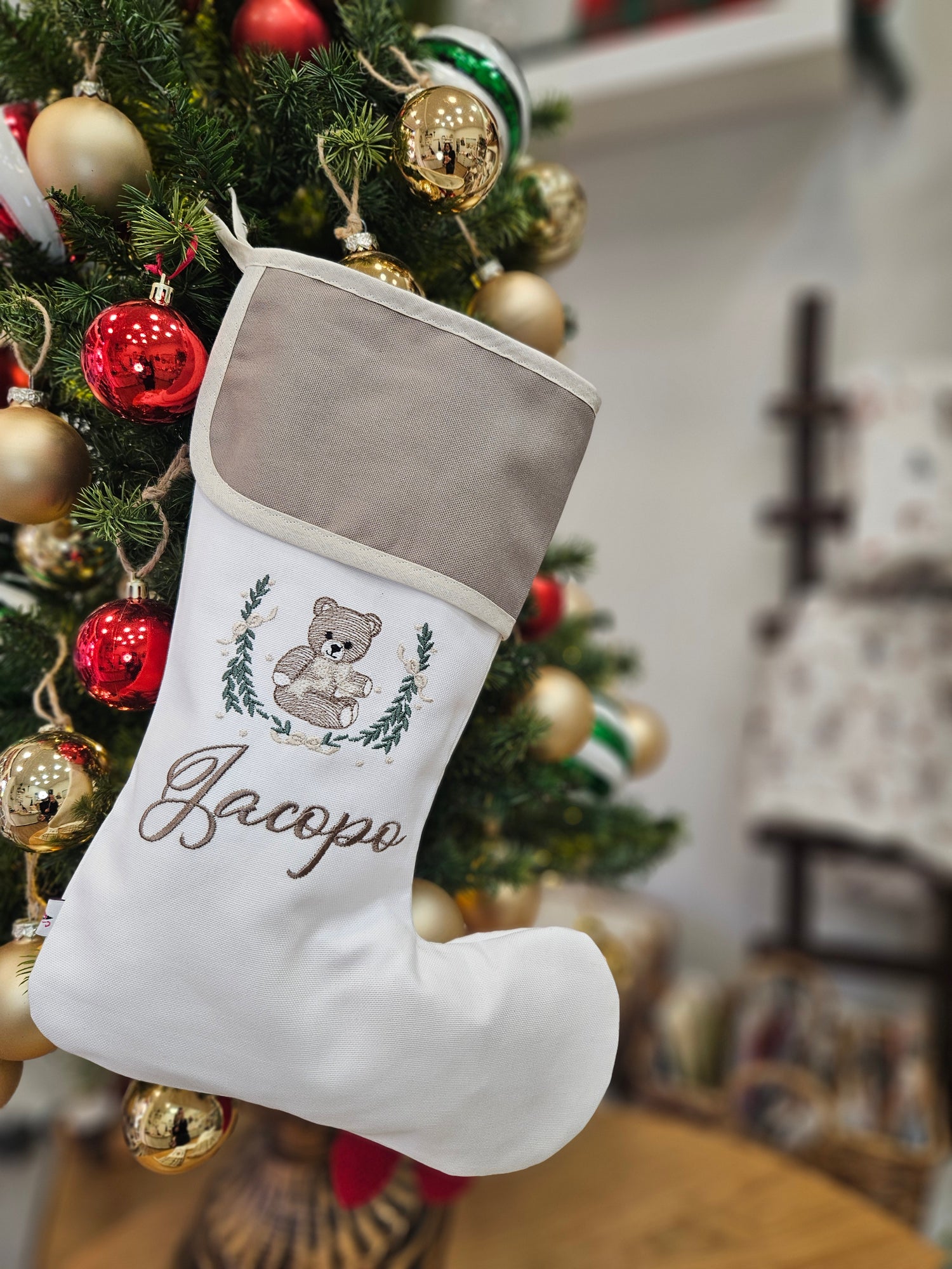 Calza di Natale con orsetto