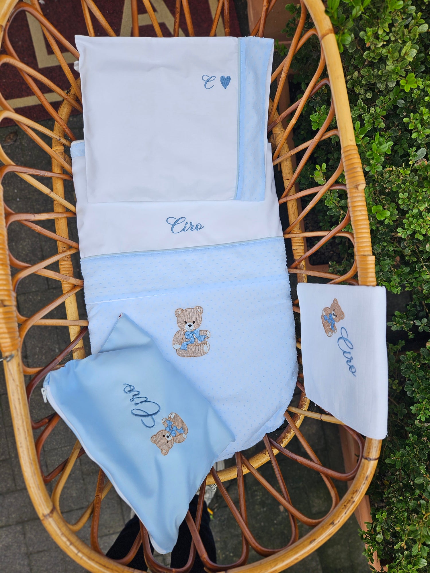 Completo nascita in cotone e plumetis