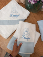 Coordinato da bagno in spugna di cotone e lino