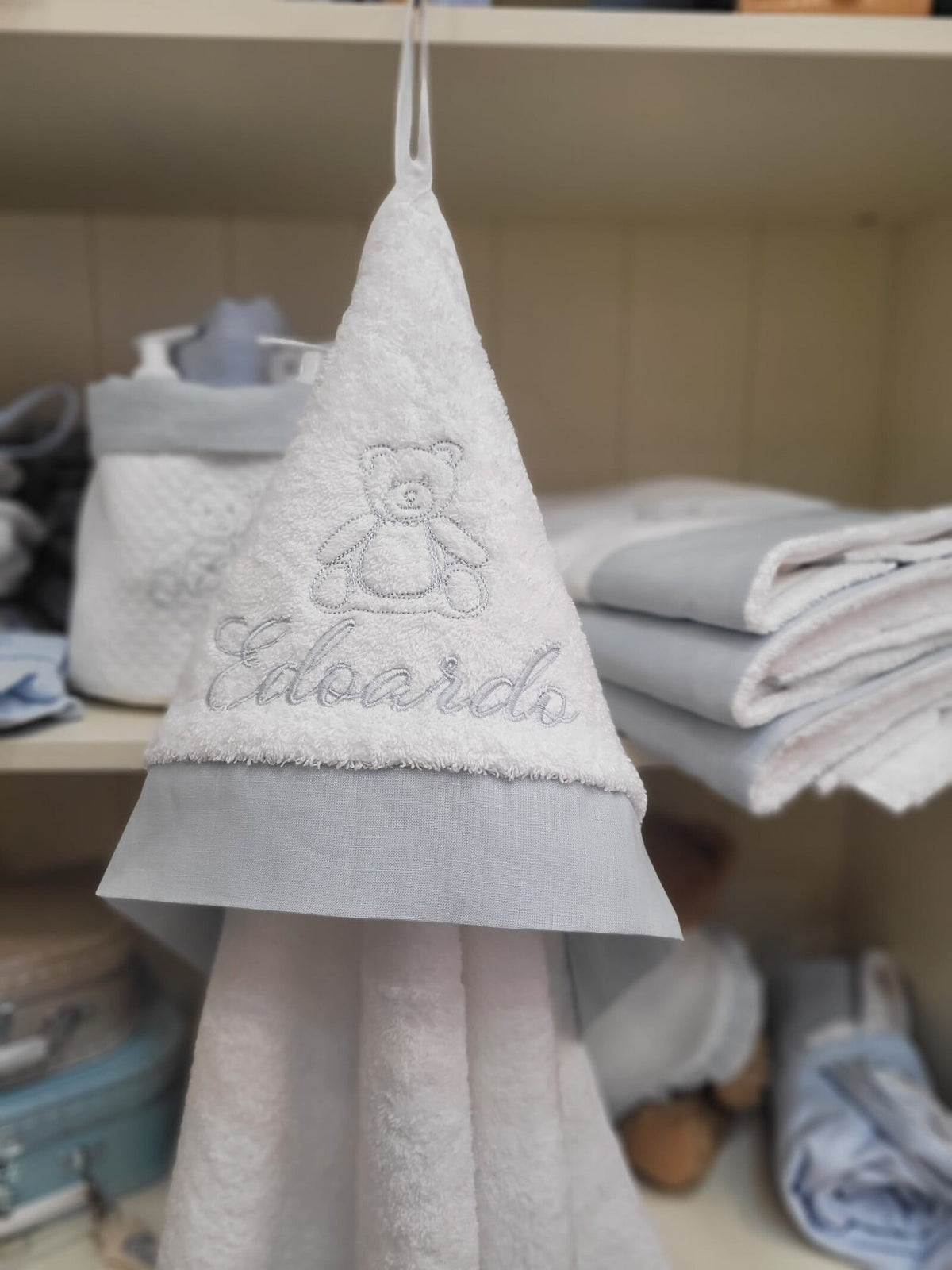 Coordinato da bagno in spugna di cotone e lino