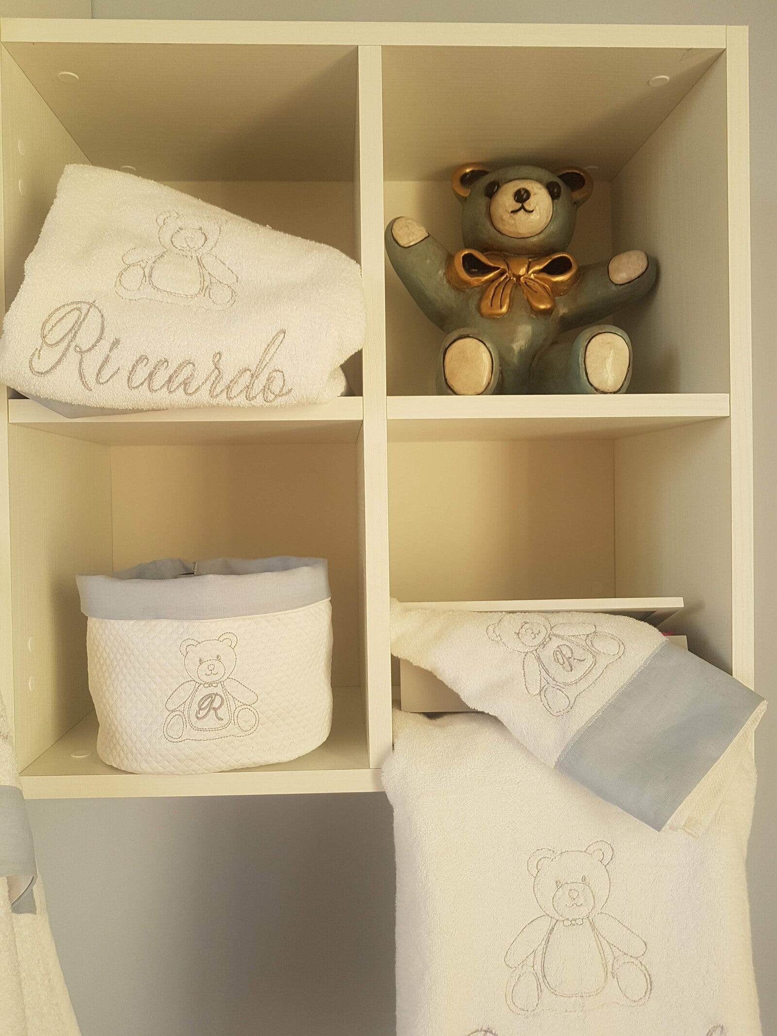 Coordinato da bagno in spugna di cotone e lino