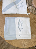 Coordinato da bagno in spugna di cotone e lino