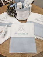 Coordinato da bagno in spugna di cotone e lino