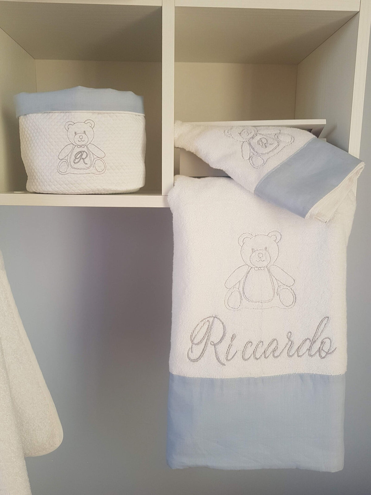 Coordinato da bagno in spugna di cotone e lino