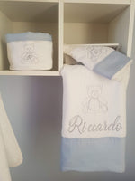 Coordinato da bagno in spugna di cotone e lino