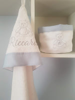 Coordinato da bagno in spugna di cotone e lino