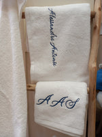 Coppia di asciugamani in spugna di cotone bianca