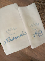 Coppia di asciugamani in spugna di cotone bianca