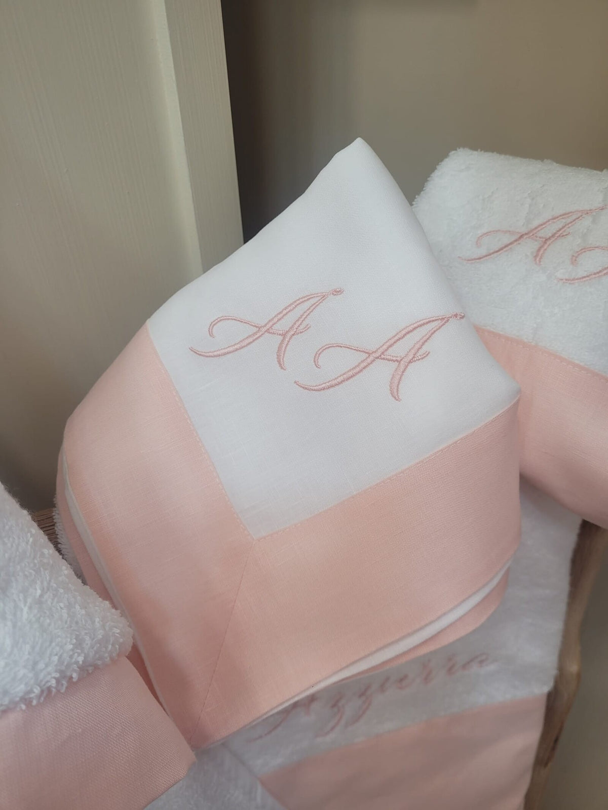 Quadrato  in lino con fascia in lino