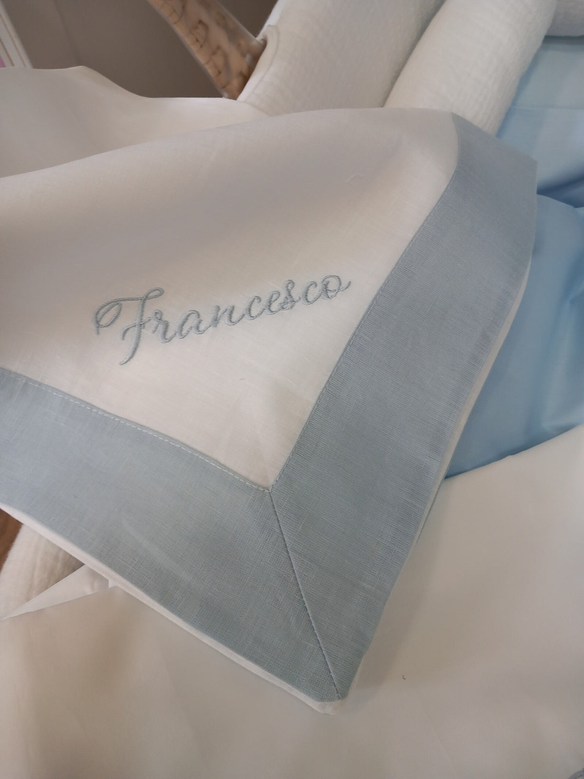 Quadrato  in lino con fascia in lino