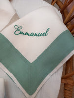 Quadrato  in lino con fascia in lino